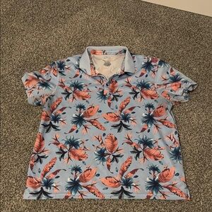 Floral Polo Shirt in Blue and Pink